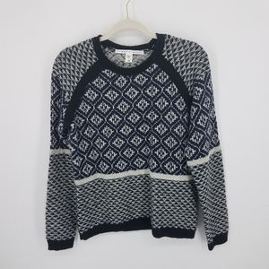 Max Studio Geo Print Navy & Gray Sweater